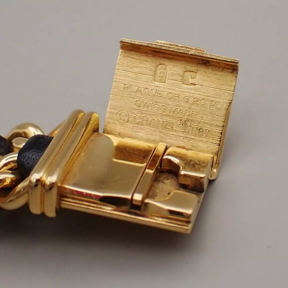 CHANEL Logo Premiere Watch H0001 # L Quartz Gold Plated Leather GHW - Picture 11 of 13